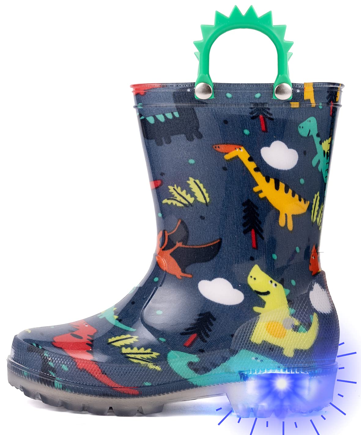 Outee Toddler Kids Adorable Lightwight Waterproof Rain Boots Light Up by Steps