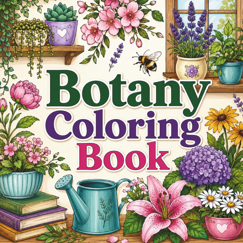 Botany Coloring Book: Simple Floral and Plant Designs for Relaxing Coloring Fun