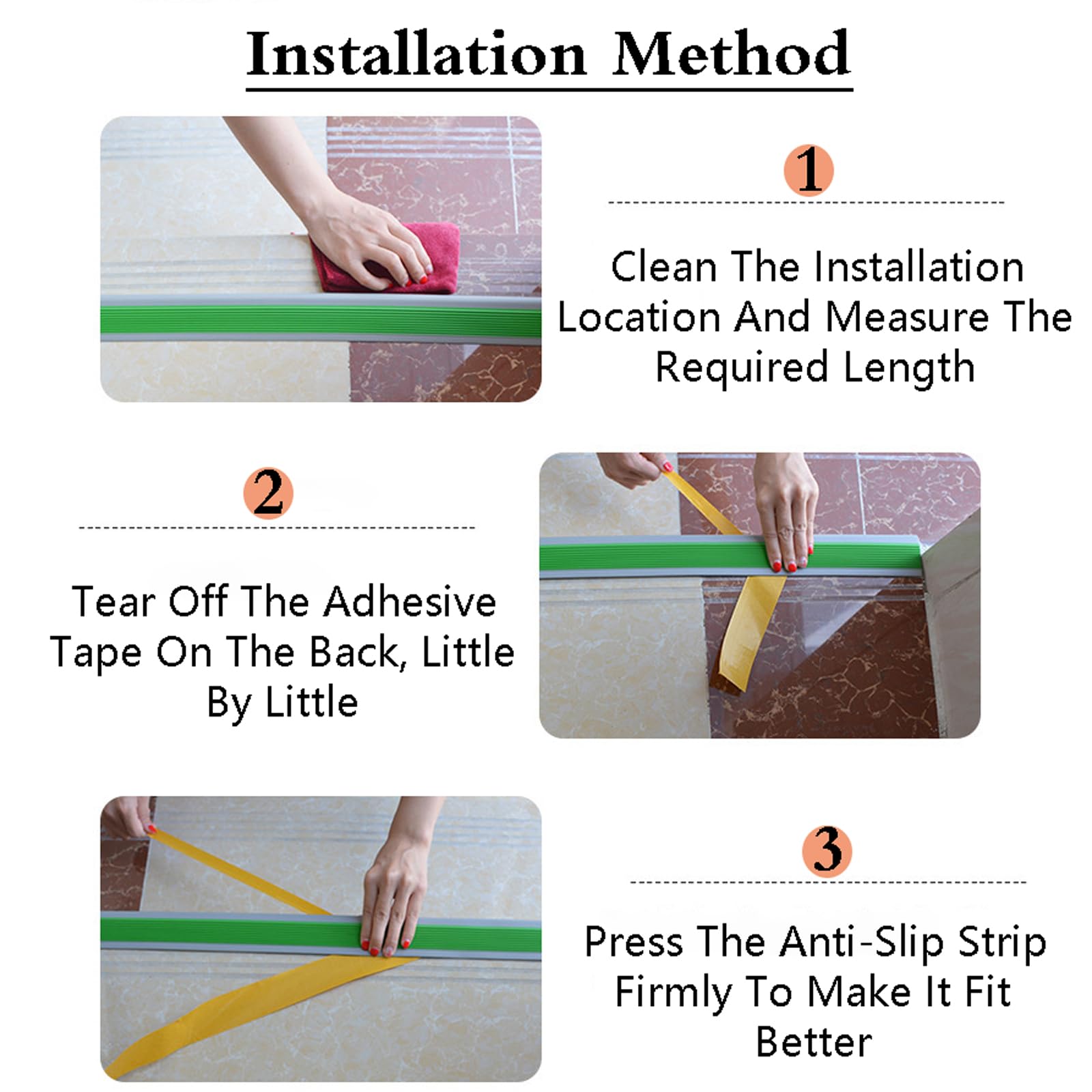 Perfil De Borde De Escalera,Cantos Escaleras Tiras,Borde De Escalera De PVC,Tiras Antideslizantes para PeldañOs,PeldañOs De Goma para Escaleras Borde,FáCil De Instalar,Impermeable