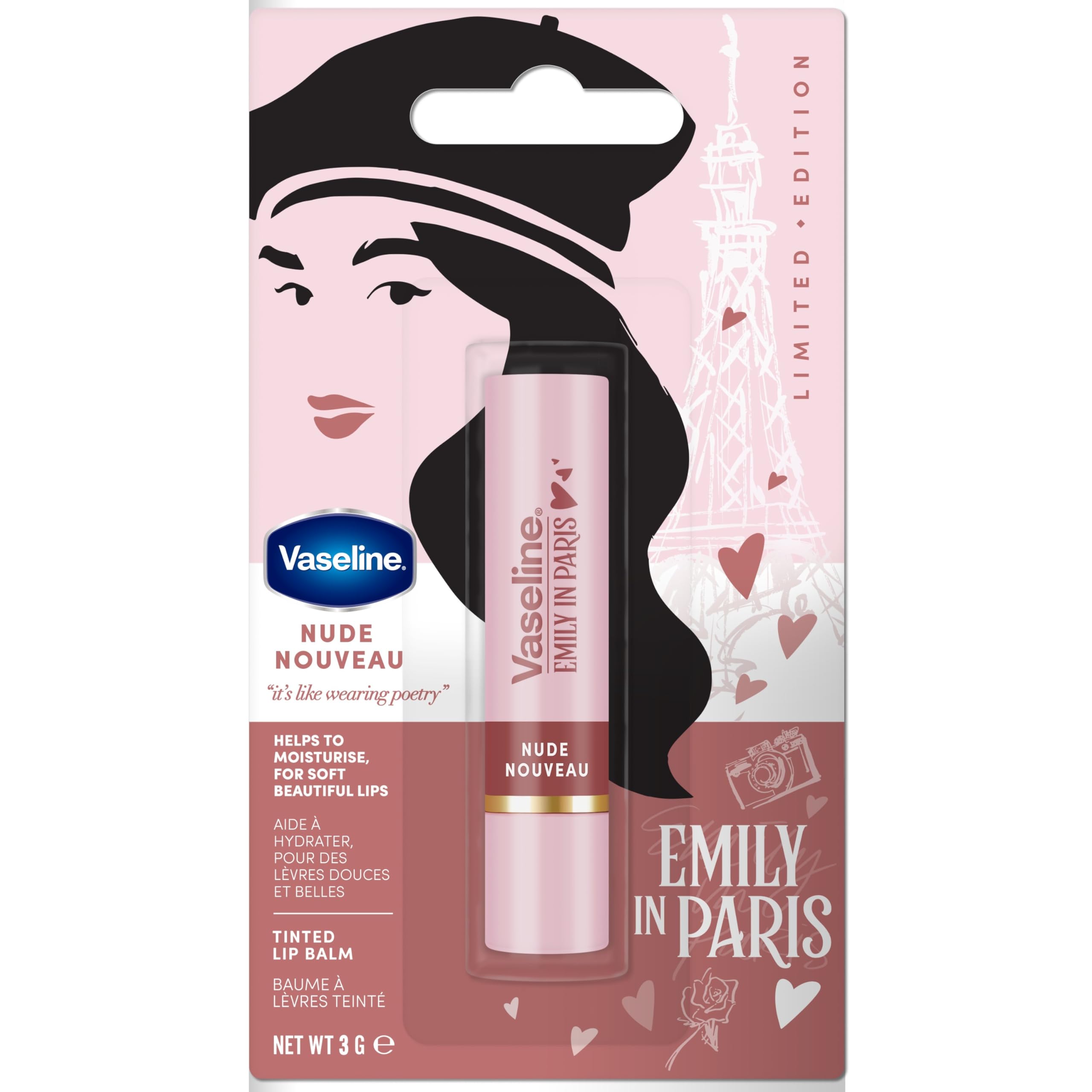 Vaseline LP Lip Balm with Colour, Emily Nude Nouveau, 3g, 24H Moisturising,  9% Vaseline, Natural Skin Tone : Amazon.de: Beauty