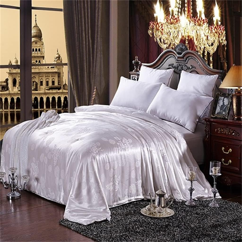 Twin Queen Size White Silk Cotton Soft Comforter Quilt Throw Blanket Duvets Cover Filler for Kids Adults(Pink-B,150x200cm)