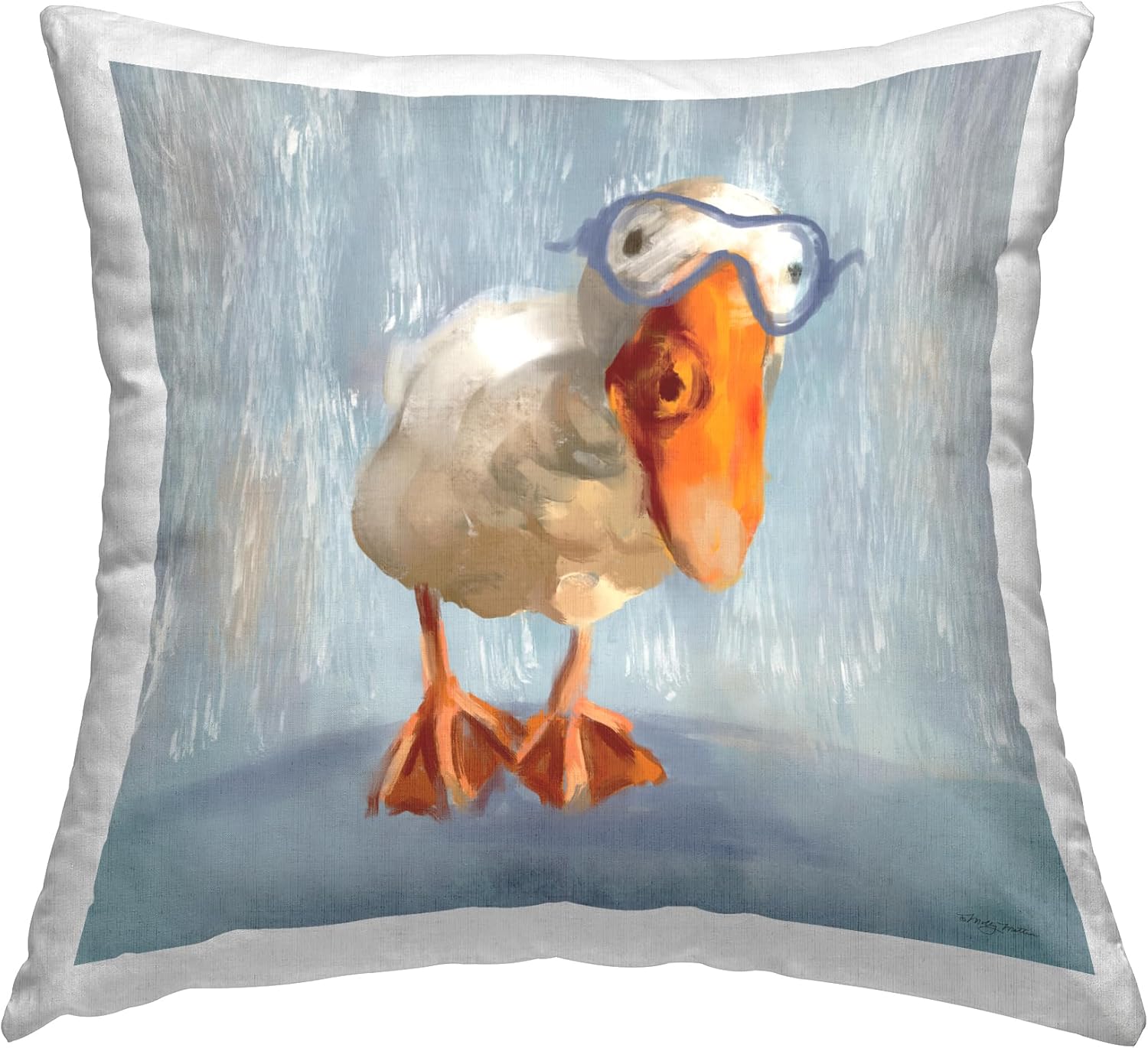 Stupell Industries Goose with Scooba Mask Design by Molly Mattin Throw Pillow