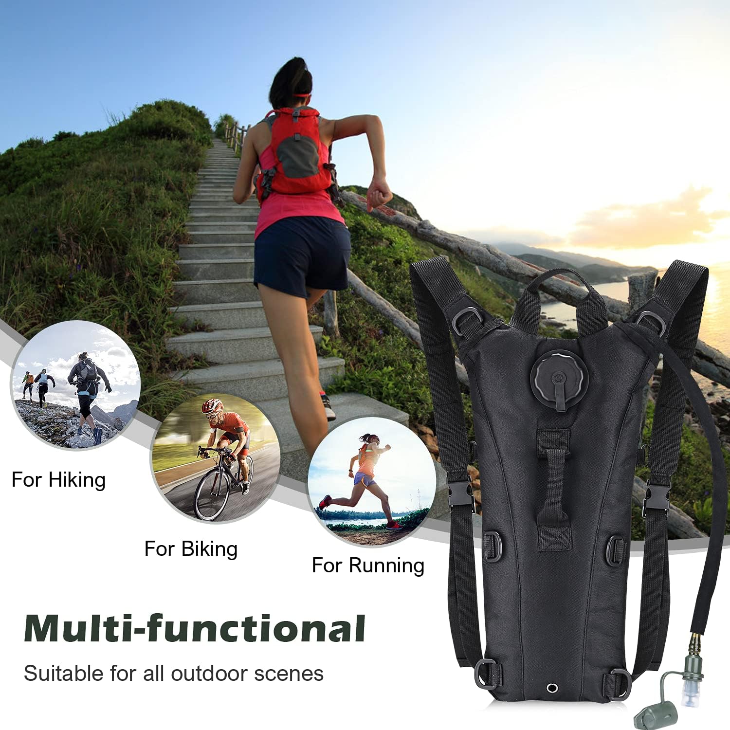 REVO Hydration Pack Backpack with 3L Bladder, Tactical Water Bag for Hiking, Biking, Running, Walking and Climbing : Sports & Outdoors