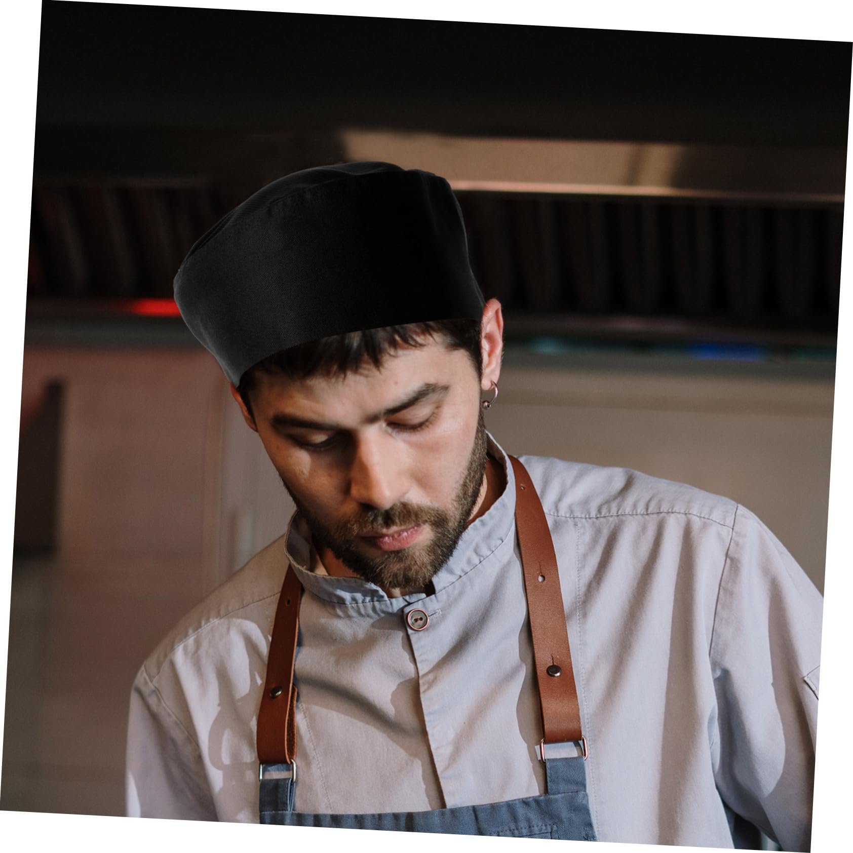 Beavorty Sombrero De Cocinero Gorras De Cocinero Gorro De Cocina Tapa De Catering Gorro De Chef Sombreros De Cocina para Sí Gorro De Cocinero Algodón Black