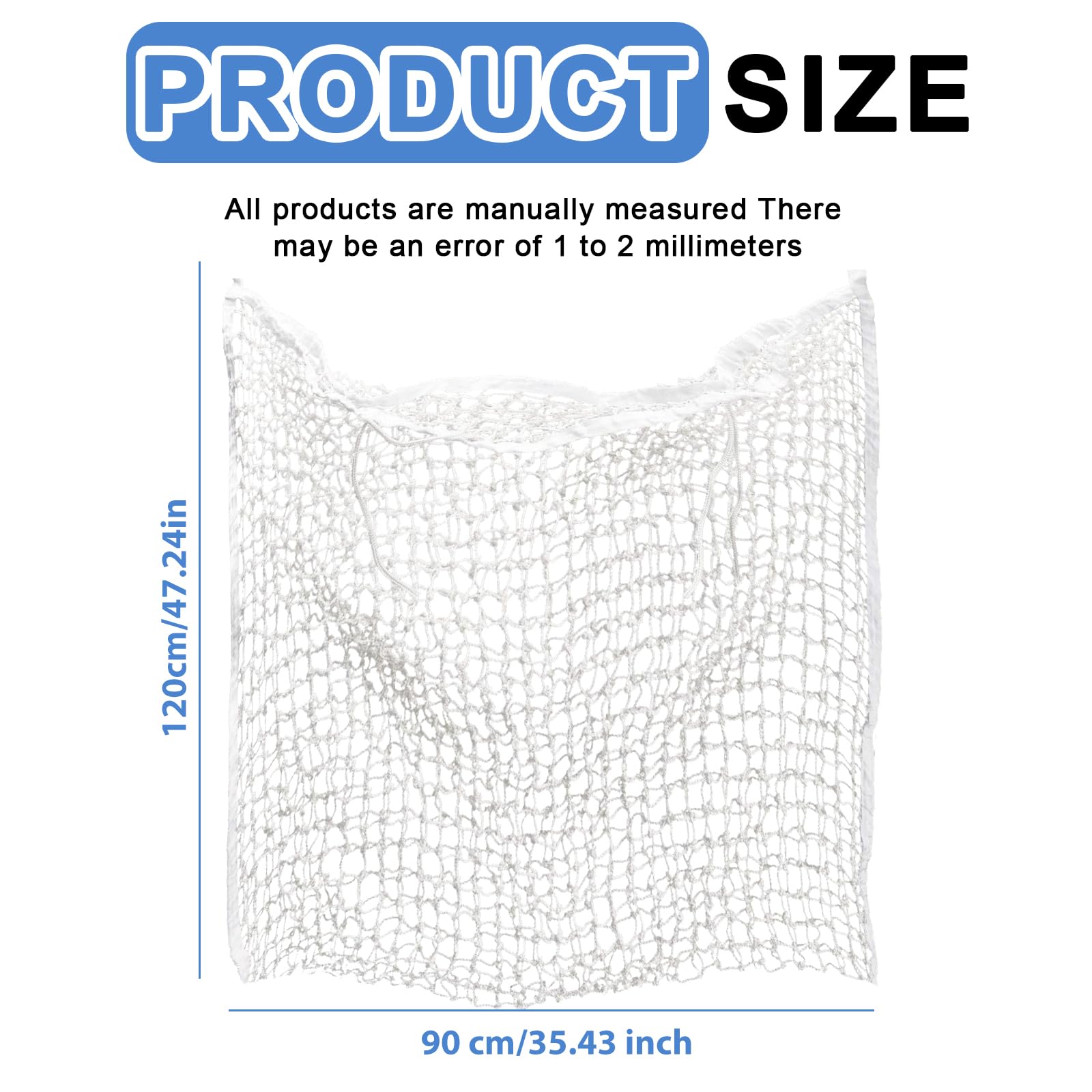 Rete Per Fieno 120x90cm Per Cavalli - Maglie Strette, Anti-Spreco, In Nylon Poliestere, Bianco - Foto 12