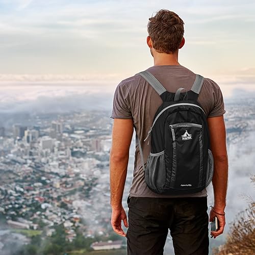 Miniatura 7 de G4Free Mochila de senderismo, resistente al agua, ligera, plegable, para viajes, camping, al aire libre, Negro -, Mochilas Daypack