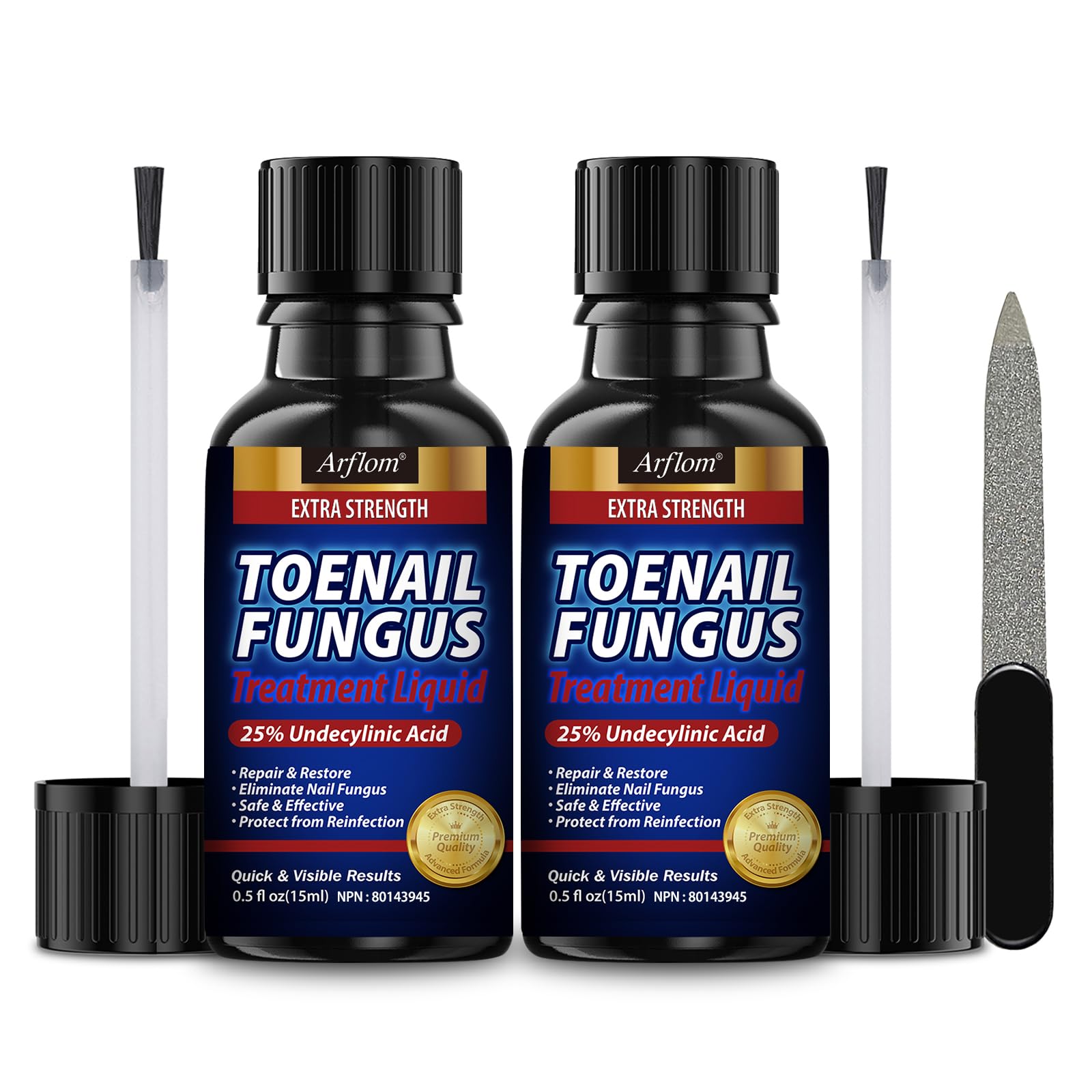 Tratamiento de hongos en las uñas de los pies extra fuerza: 25% ácido undecilénico removedor de hongos en las uñas de los dedos y dedos – Revitalizador de uñas fúngico de acción rápida con aceite de