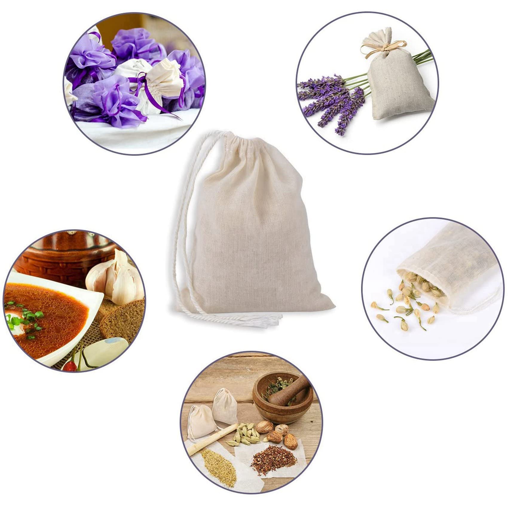 400 Pièces Le Coton de Cordon Met en Sac des de Mousseline, des D'Infusion de Thé (4 x 3 Pouces)