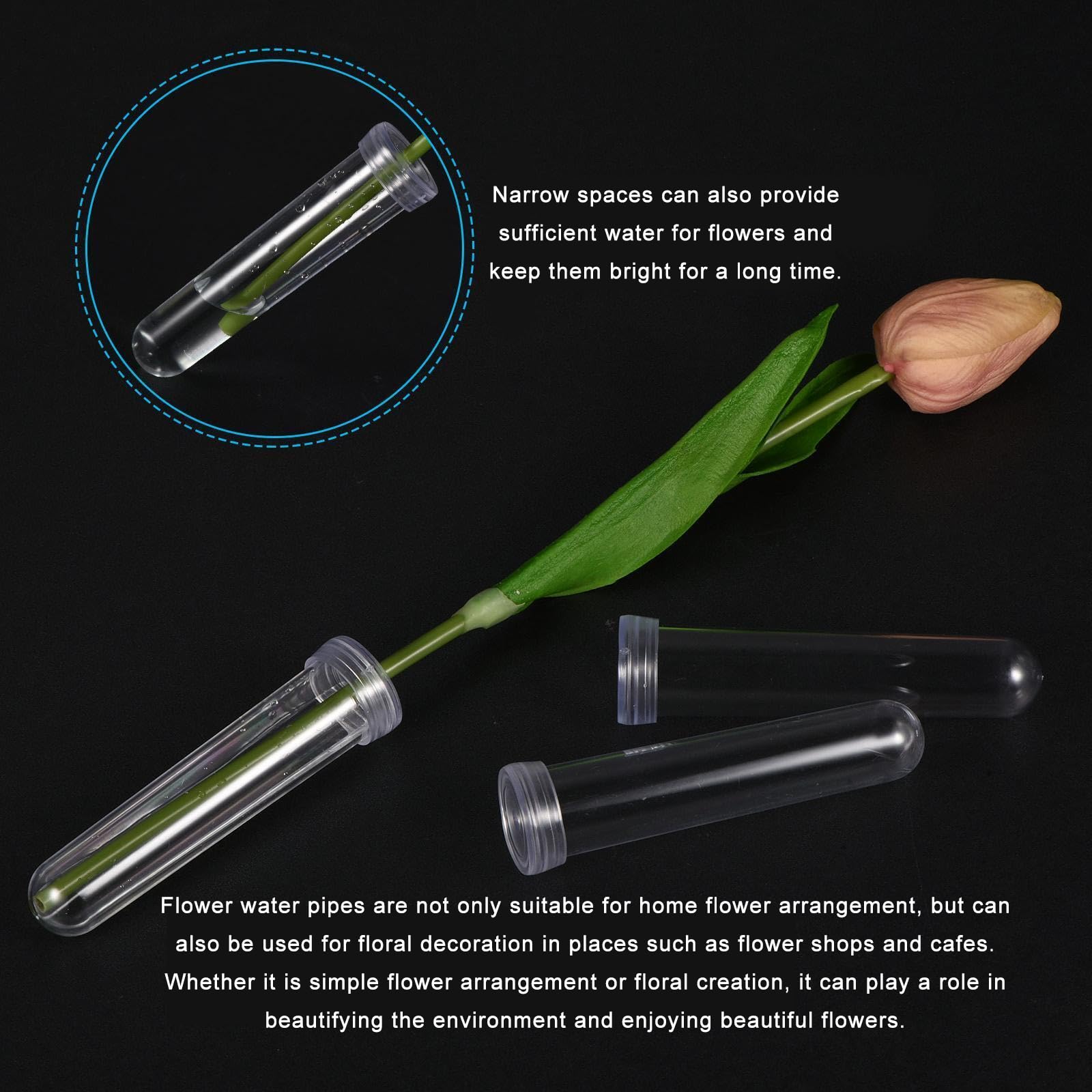 10 Provette Per Fiori In Plastica Con Tappo - 9x2cm, Riutilizzabili, Per Composizioni Floreali - Foto 5