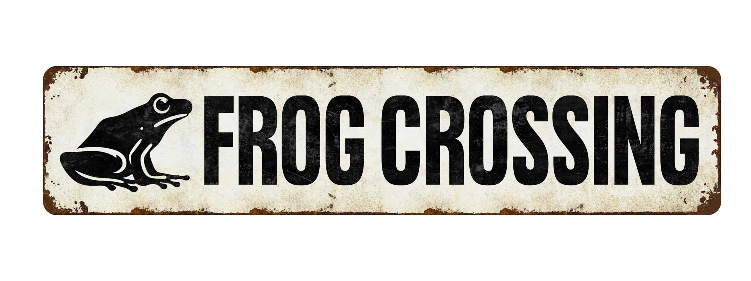 Frog Crossing Sign - Aluminum Metal Wildlife Road Sign 4x16 Inches - Durable for Garden, Pond, Yard Habitat