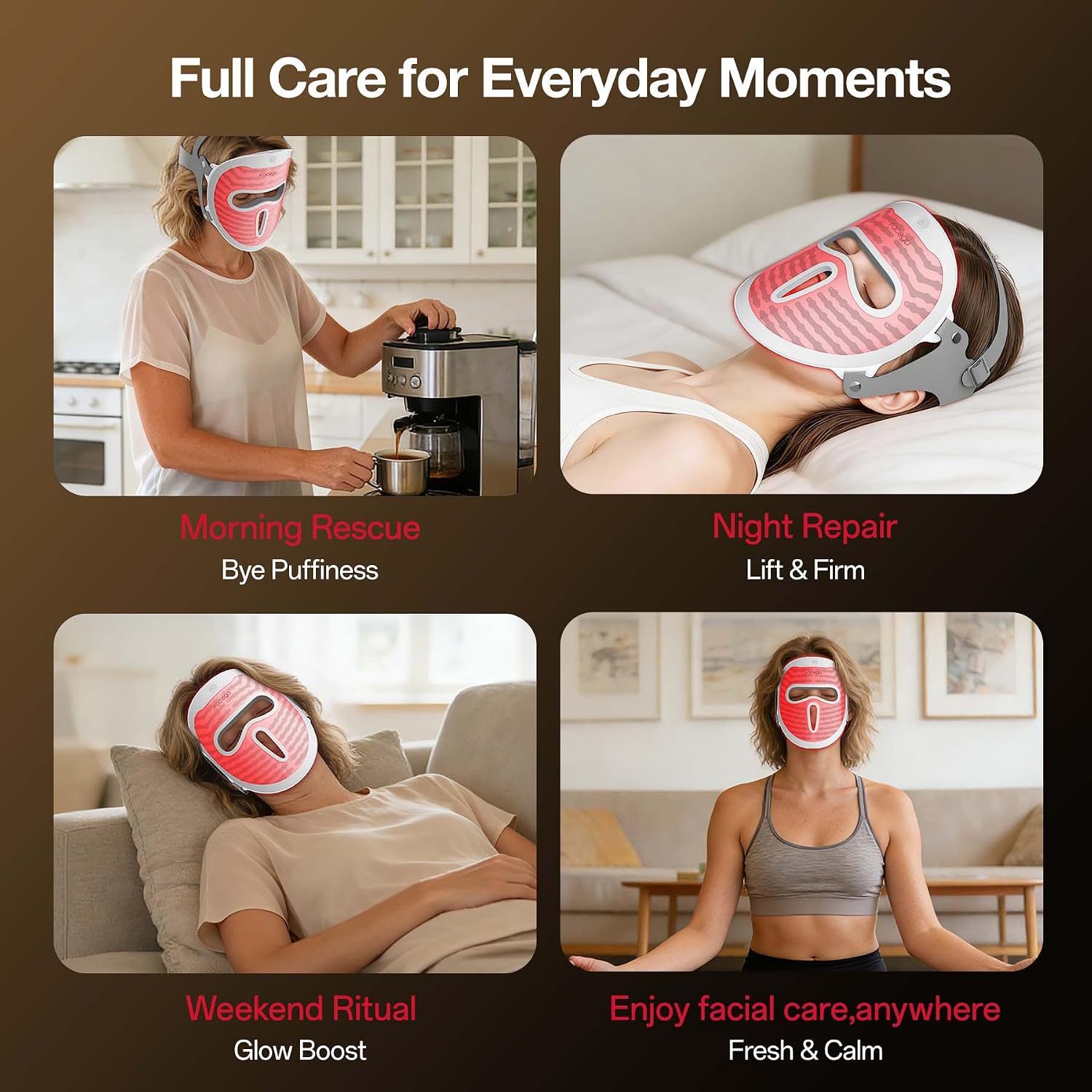 Facego Red Light Mask for Face, 7-1 Colors Red Light Face Mask, Cordless Red-Light Facial Mask with Eye-Protection, Rechargeable for Skincare at Home & Travel