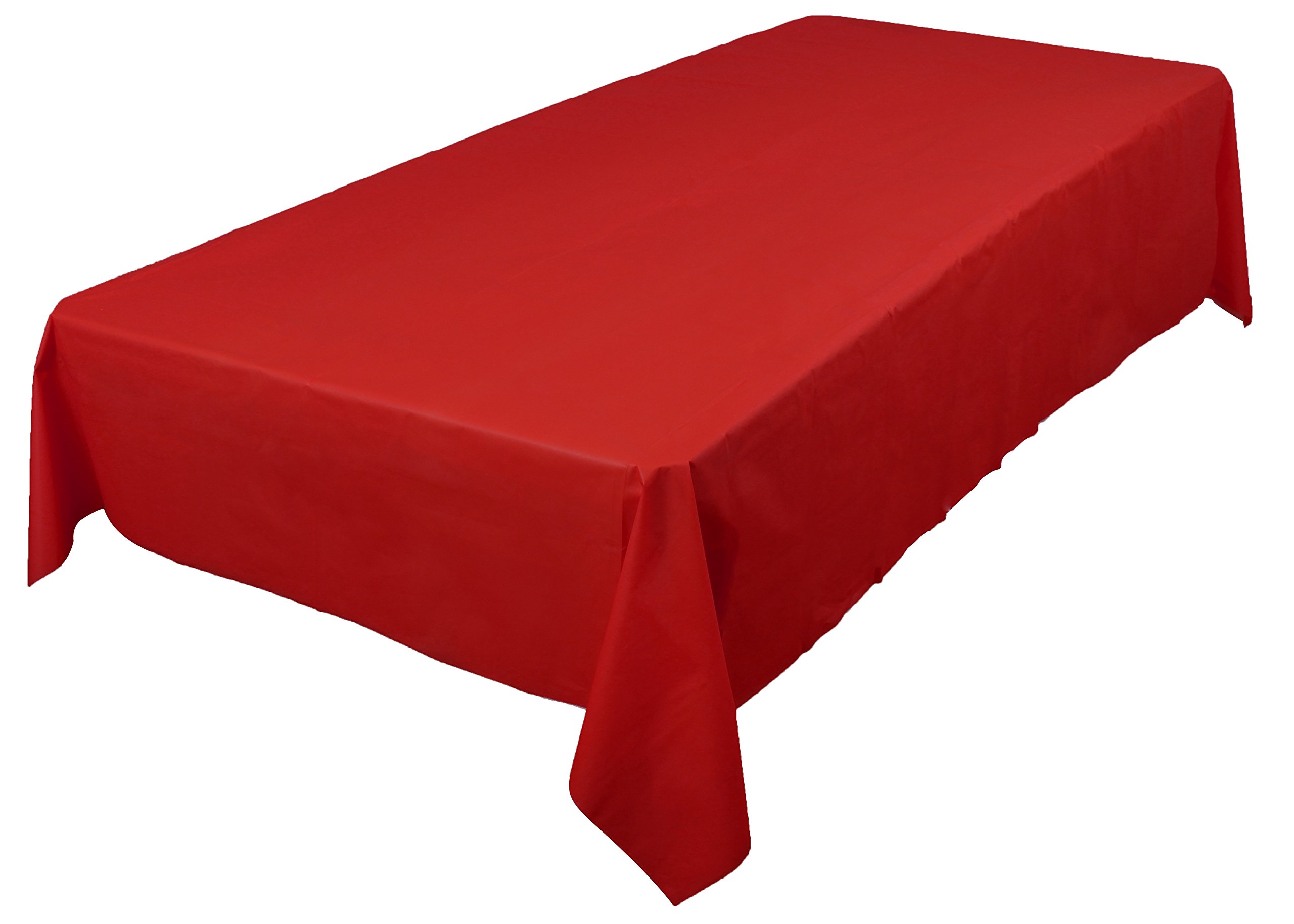 AmcrateRectangular Plastic Red Reusable Table Cover - Ideal for Weddings, Party's, Birthdays, Dinners, Lunch's, Or for Any Tableware Use, (54" x 108")