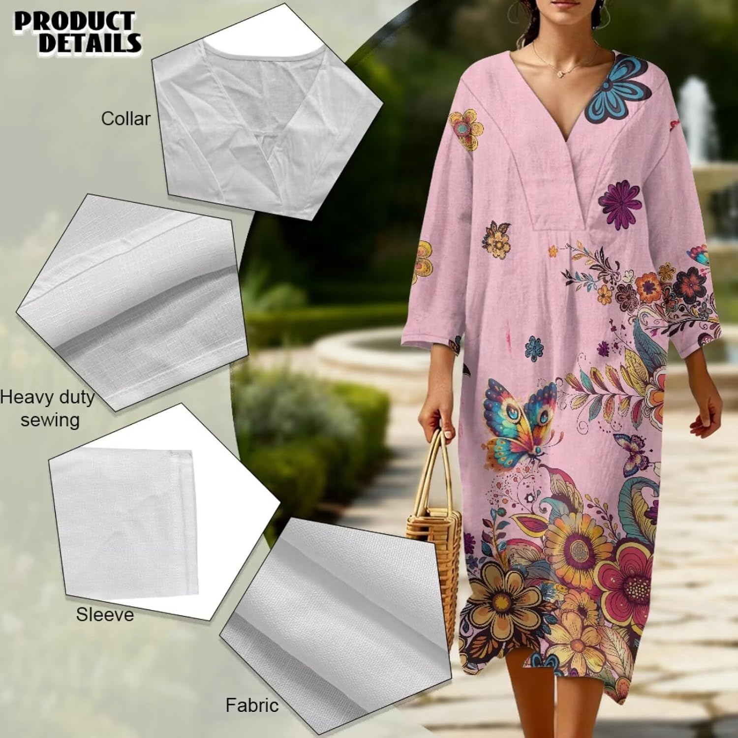 Maxi Dresses for Women Lightweight V Neck Dress Night Gowns for Adult Women Picnic Dress