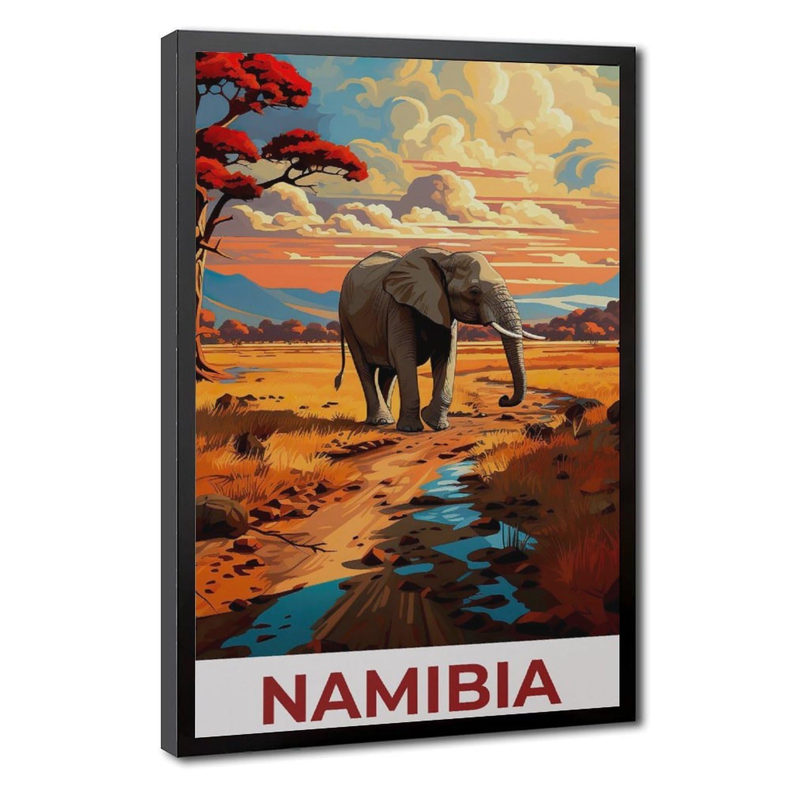 Bareronor Namibia Elephant Poster Canvas Poster Wall Art Decor Print Picture Paintings for Living Room Bedroom Decoration 24" L X 36" W