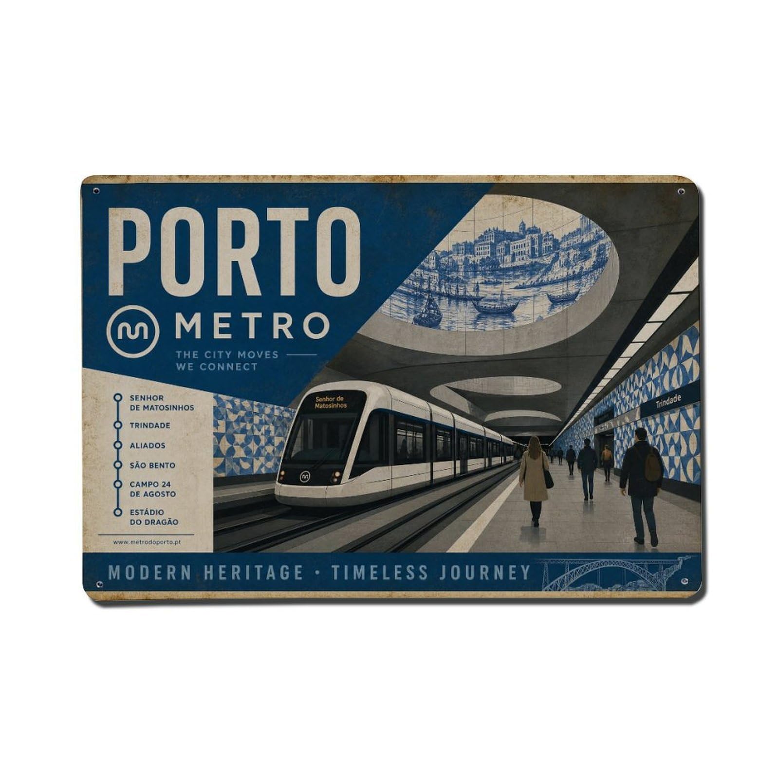 Yrnq 08X12inch Vintage Style Vintage Metro System Underground Architecture Portugal Metal Tin Sign