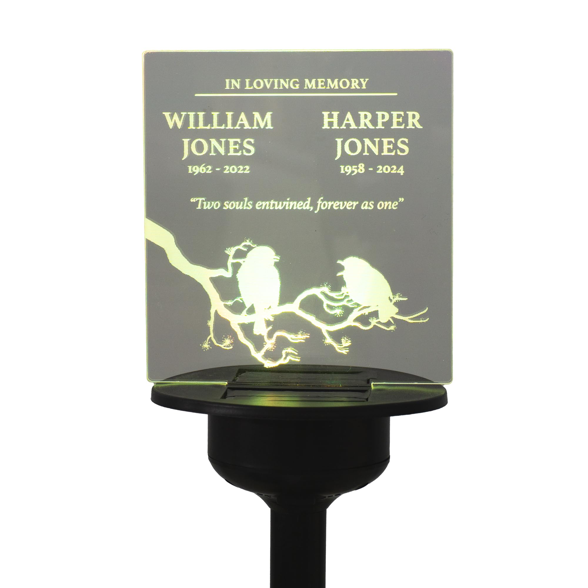 Custom made remembrance gift for couples parents Light up LED garden cemetery name plaque Garden grave side memorial marker In loving memory