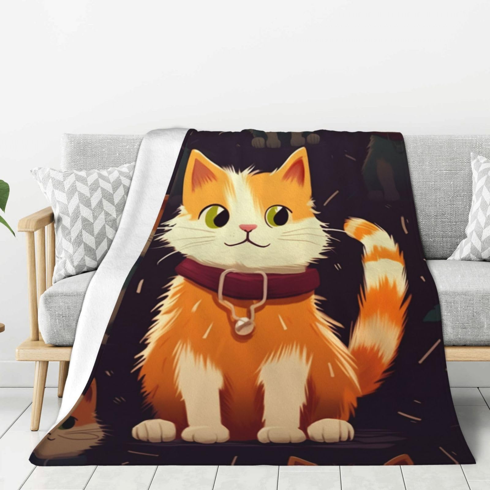 Couverture polaire douce motif chat, le cadeau idéal pour le lit