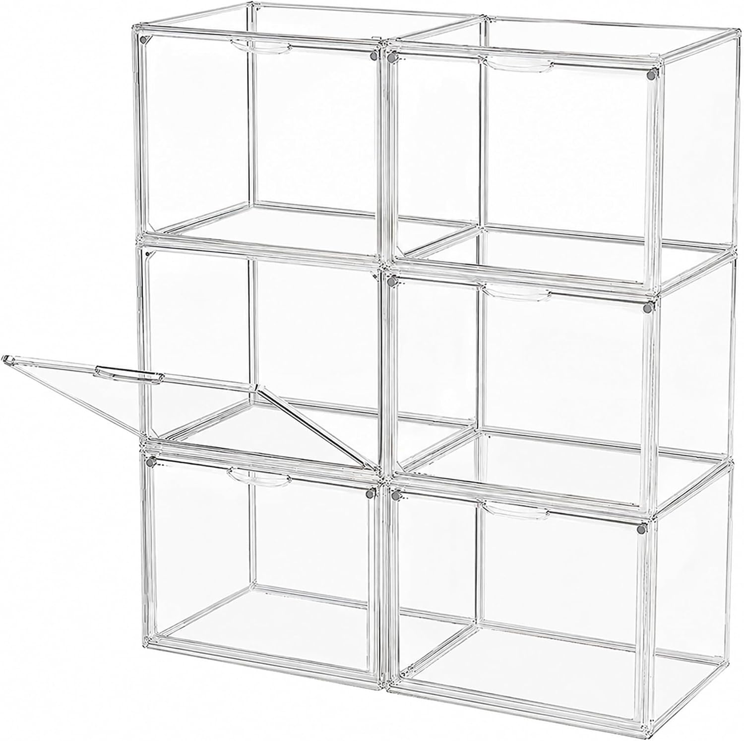 Gudemay Acrylic Display Case for Collectibles, Dustproof Showcase (6, L)