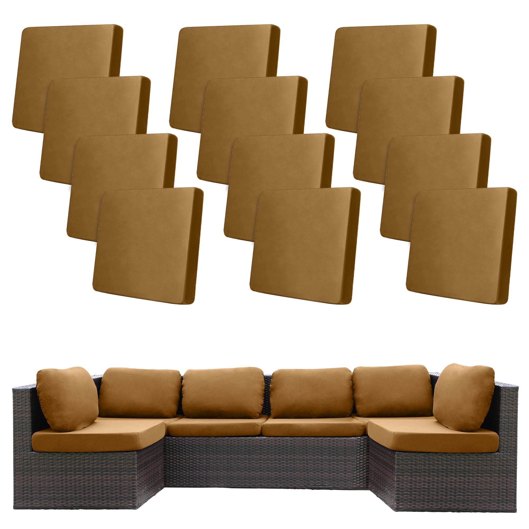 12 Pcs Outdoor Cushion Covers, Patio Sofa Cushion Covers Replacement