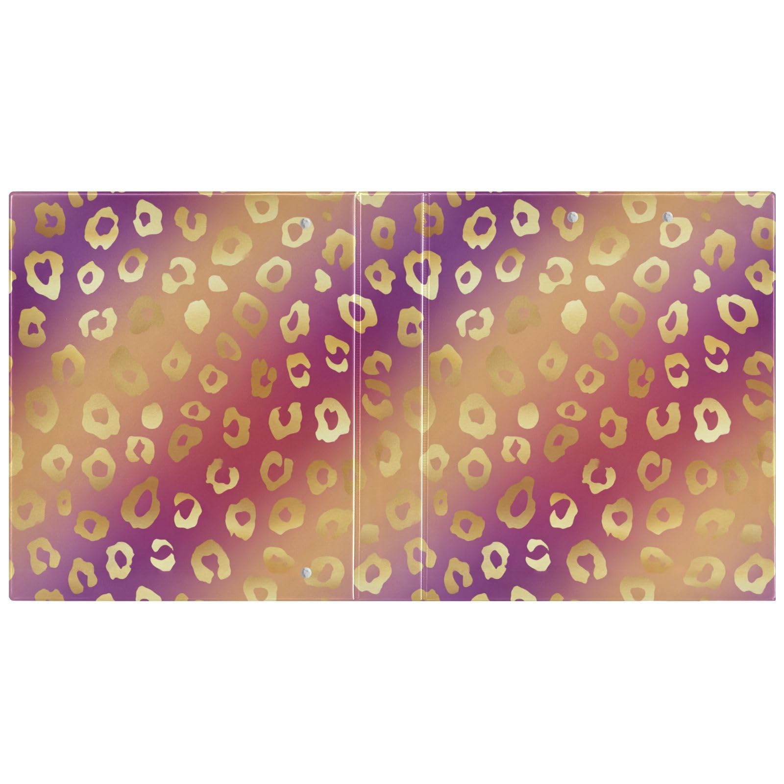 Kcldeci Raccoglitore a 3 anelli con copertina rigida, stampa leopardata arcobaleno, 3,8 cm, 200 fogli per ufficio, casa, rientro a scuola, confezione da 2