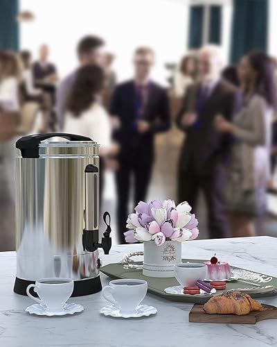 Miniatura 7 de RIEDHOFF Cafetera comercial de 120 tazas, preparación rápida acero inoxidable de grado alimenticio Urna de café grande perfecta para iglesia, salas
