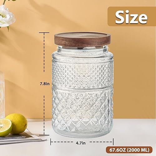Miniatura 3 de SNGKMSYG Tarro de vidrio grande con tapa, 68 onzas, contenedor de almacenamiento de alimentos vintage para cocina, tarros Mason para galletas,
