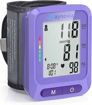 Wrist Blood Pressure Monitor with Large LCD Display, Accurate Automatic Wrist Blood Pressure Monitors for Home Use, 2 x 60 Memory, Adjustable Cuff (13.5-21.5cm), Carrying Case Included