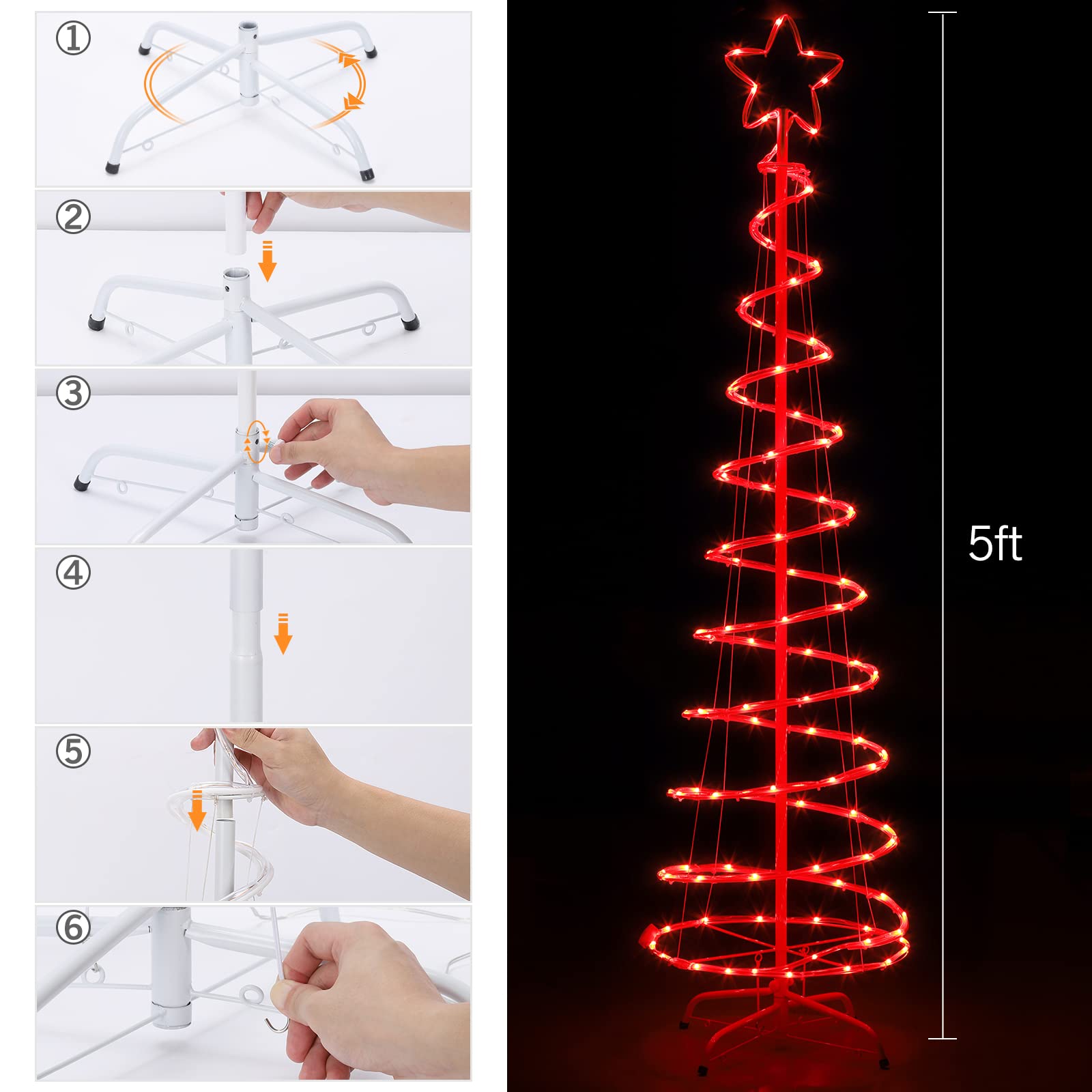 4ft 5ft 6ft Light Up Yard Decor OUSHENG 3-Pack LED Outdoor Christmas ...