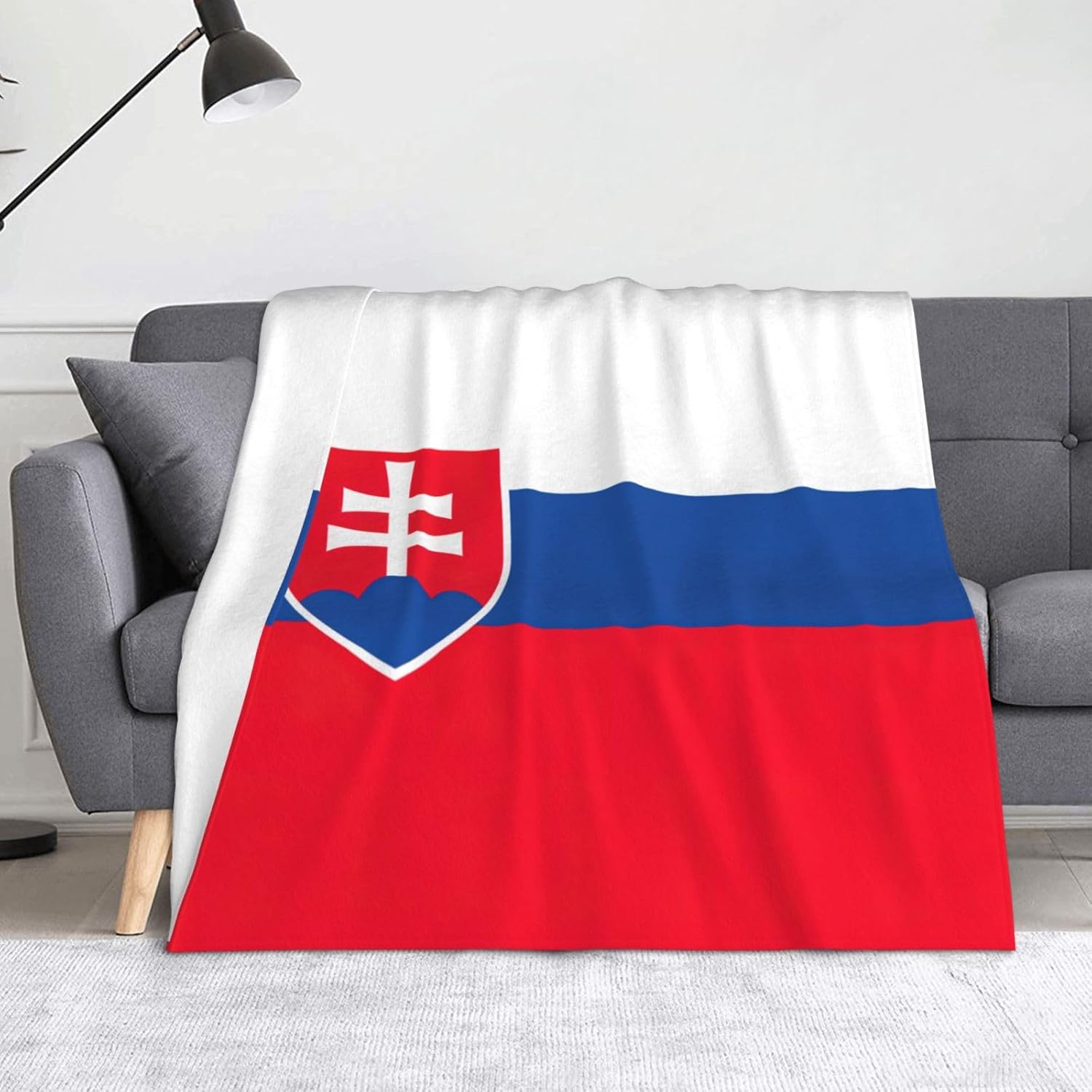 Flag of Slovakia Print Cozy Soft Blankets Warm 50x60 in Lightweight Blanket for Camping Travel