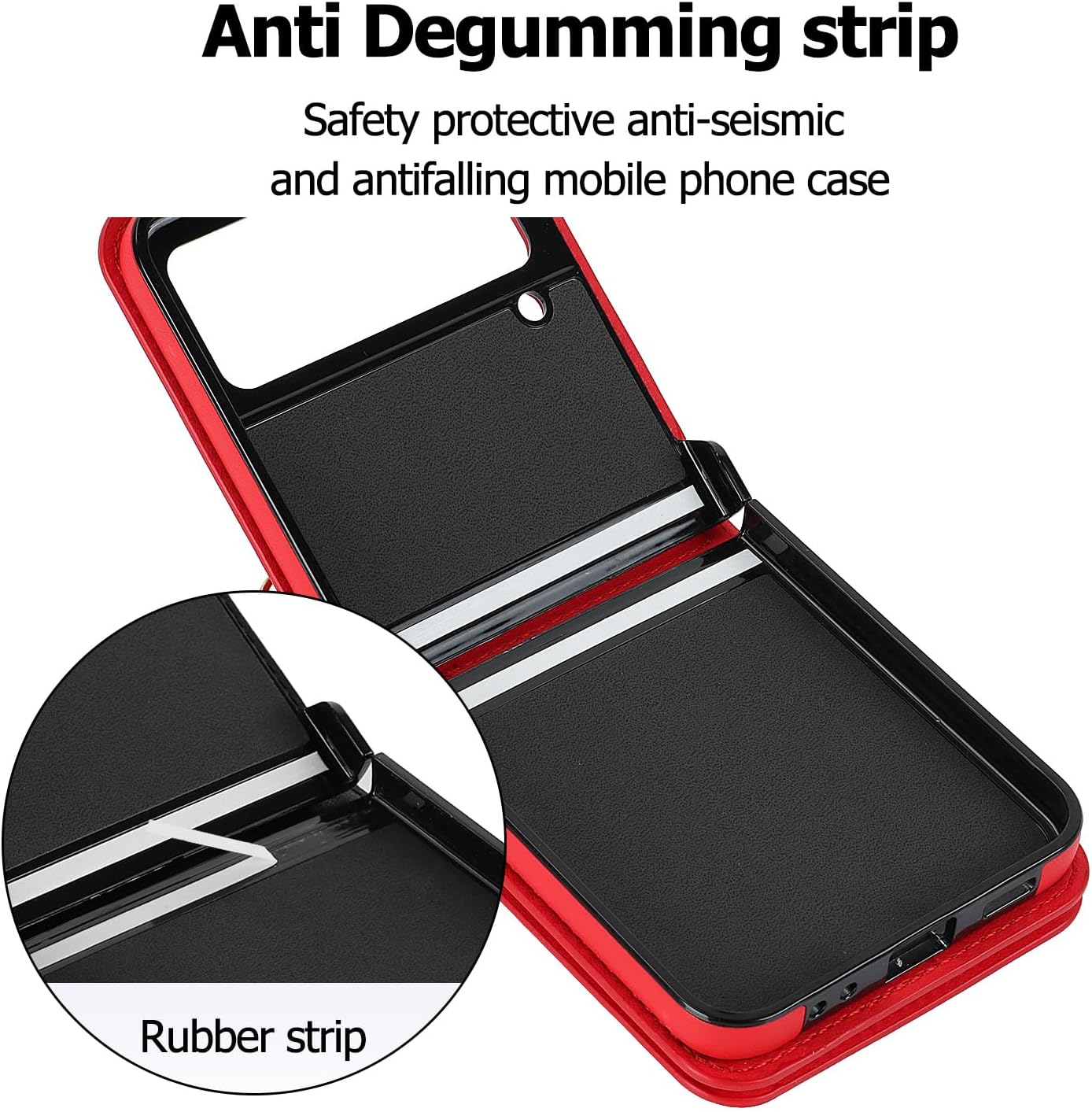 SHIEID Galaxy Z Flip 4 Leather Case with Card Holder, Slim Flip 4 Case with Mirror, Drop-Proof Z Flip4 Case with Leather Ring, Compatible with Samsung Galaxy Z Flip 4 Case, Rose Gold