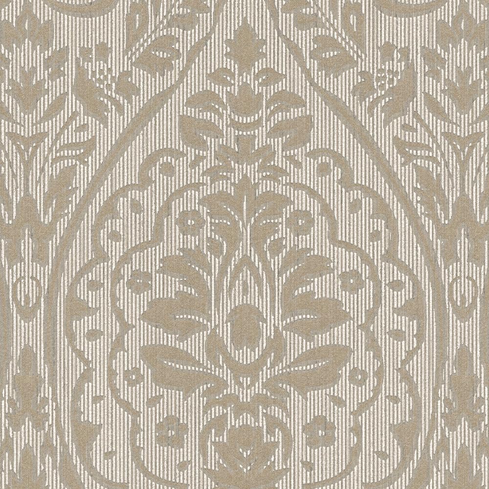 A.S. Création Architects Paper Textiltapete Tessuto 2 Tapete mit Ornamenten barock 10,05 m x 0,53 m beige braun Made in Germany 961956 96195-6