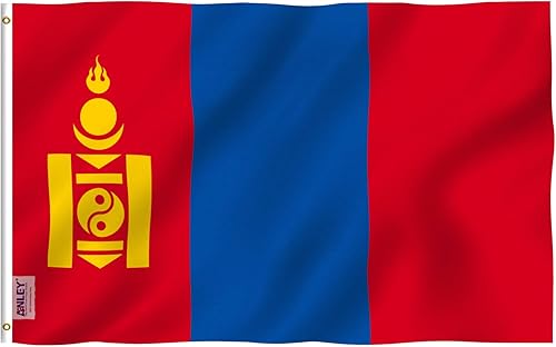 ANLEY Fly Breeze - Bandera de Mongolia de 3 x 5 pies, color vivo y a prueba de decoloración, cabecera de lona y doble costura, banderas mongolas de