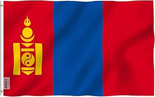 ANLEY Fly Breeze 3x5 Feet Mongolia Flag - Vivid Color and Fade Proof - Canvas Header and Double Stitched - Mongolian Flags Polyester with Brass Grommets 3 X 5 FT