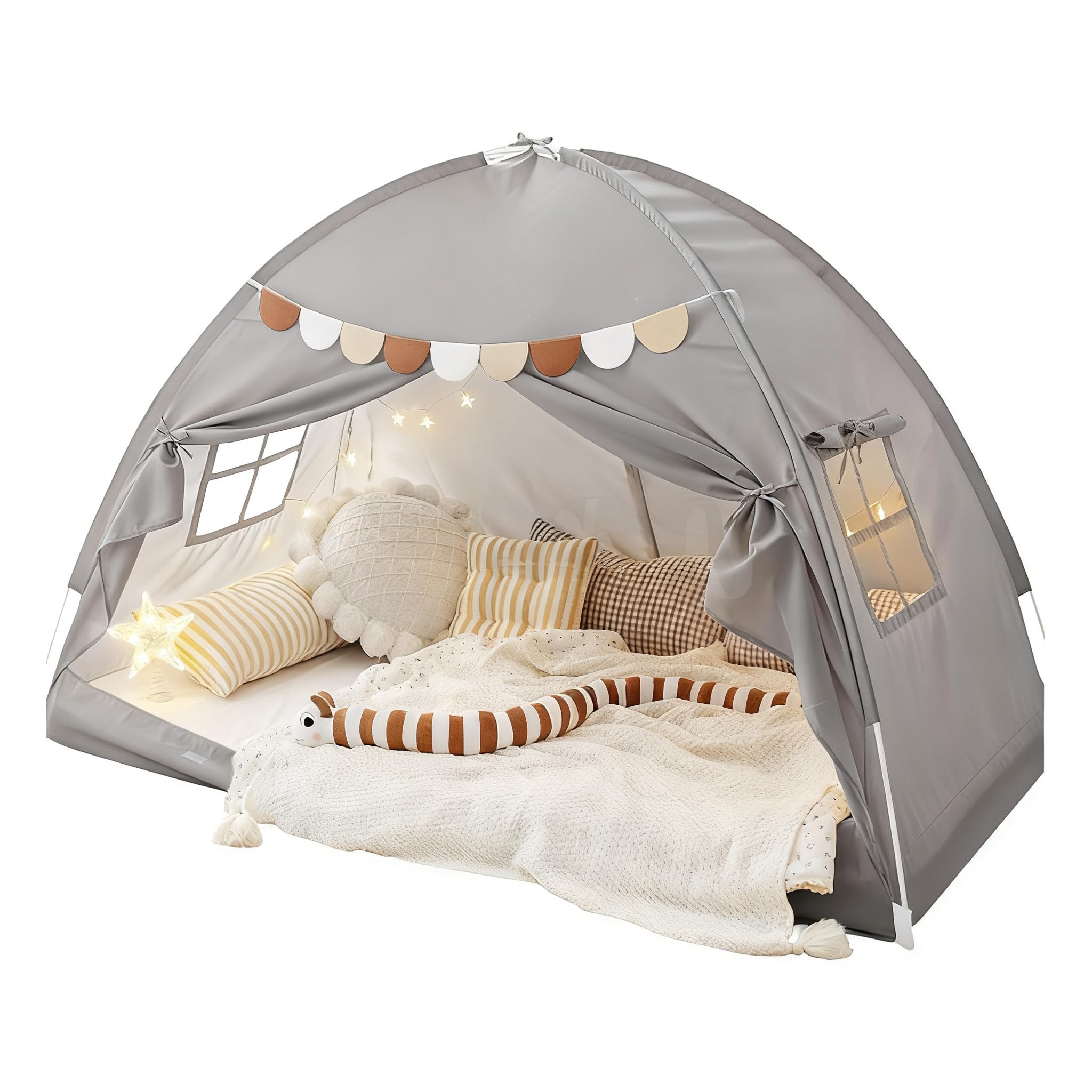 mophrati Skin-Friendly Brushed Fabric Makes Bed Tent Twin Cozy Sanctuary For Kids Providing Excellent Ventilation And Comfortable Adventure Space Twin Bed Tent