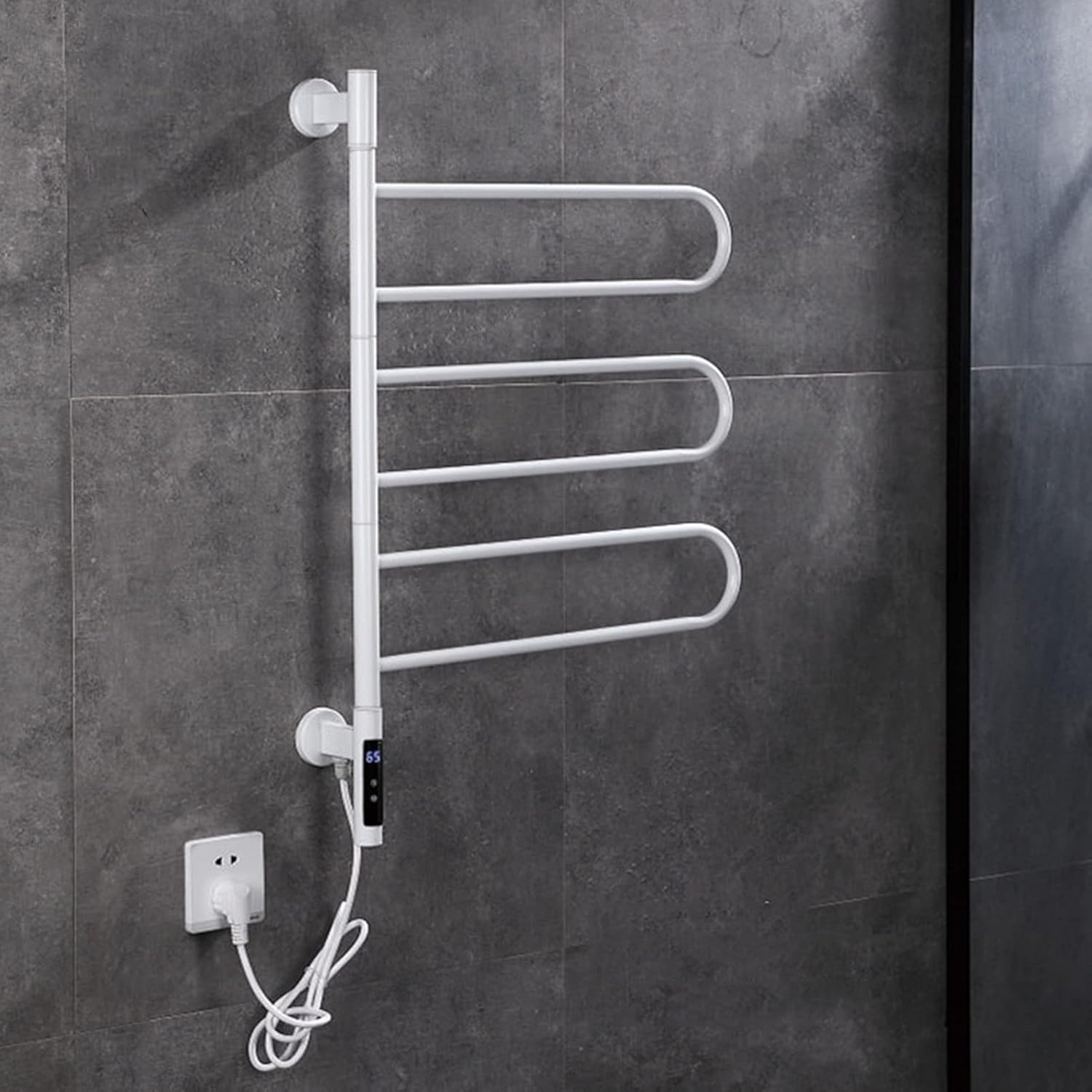 Electric Towel Warmer, Wall Mounted Smart Constant Temperature Heated Towel Rail, 180° Rotating Stainless Steel Towel Heater for Bathroom/Toilet/Hotel