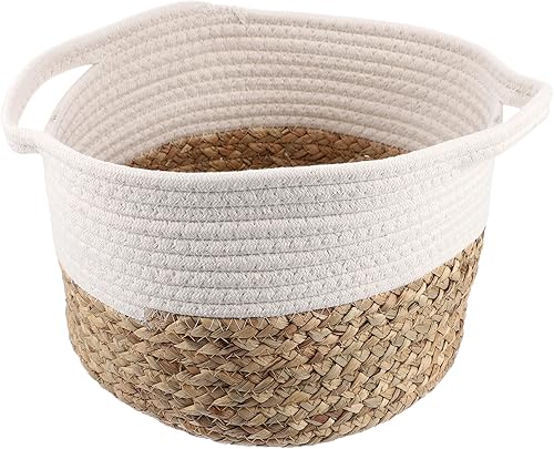 NUOBESTY Cesta de almacenamiento tejida Soporte de almacenamiento para niños Contenedor tejido de juguete para bebé, papelera para ropa sucia, cesta