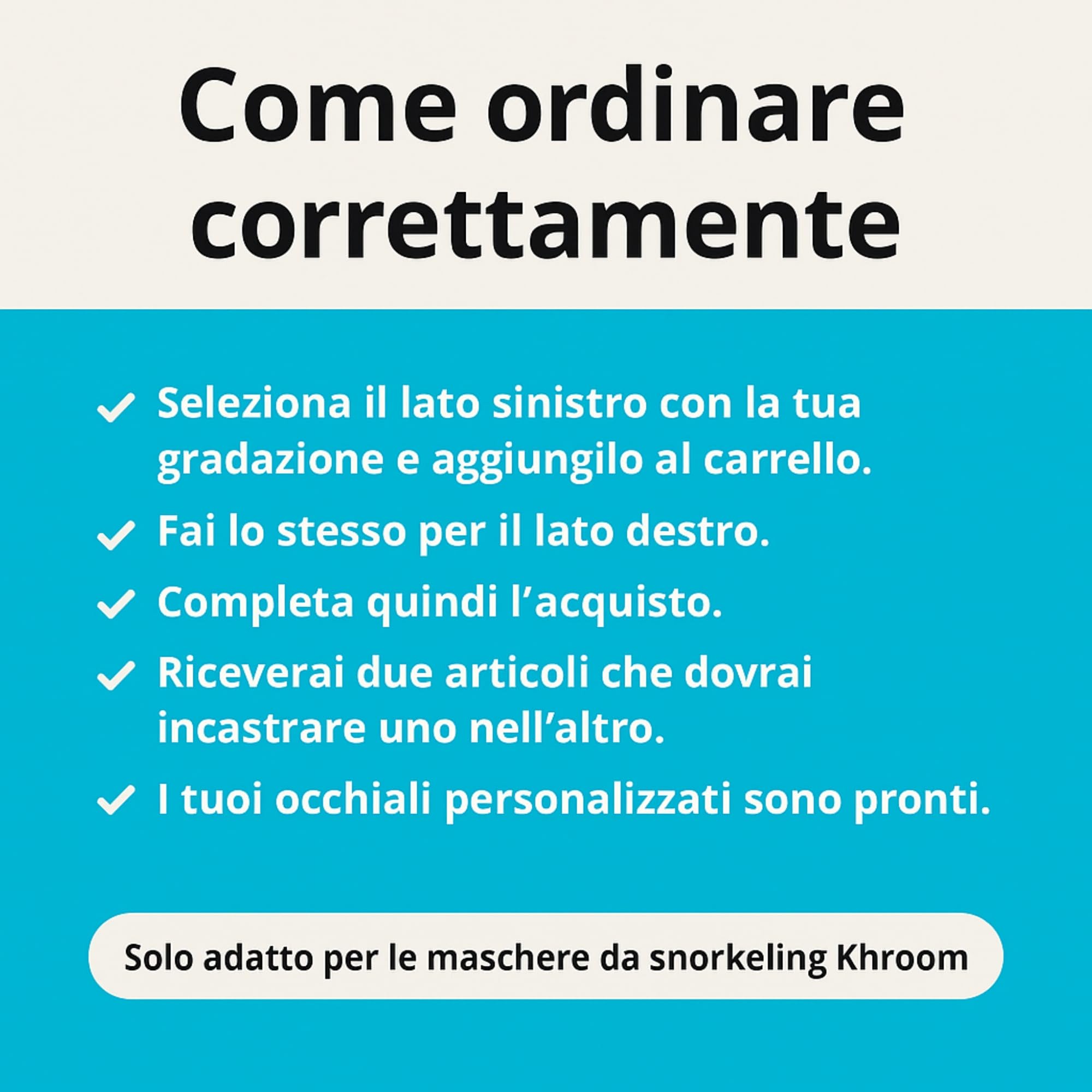 Khroom Lenti di ricambio per maschera da snorkeling | accessorio compatibile Seaview Pro, X, Y, Kids | pezzo singolo, da combinare destra e sinistra