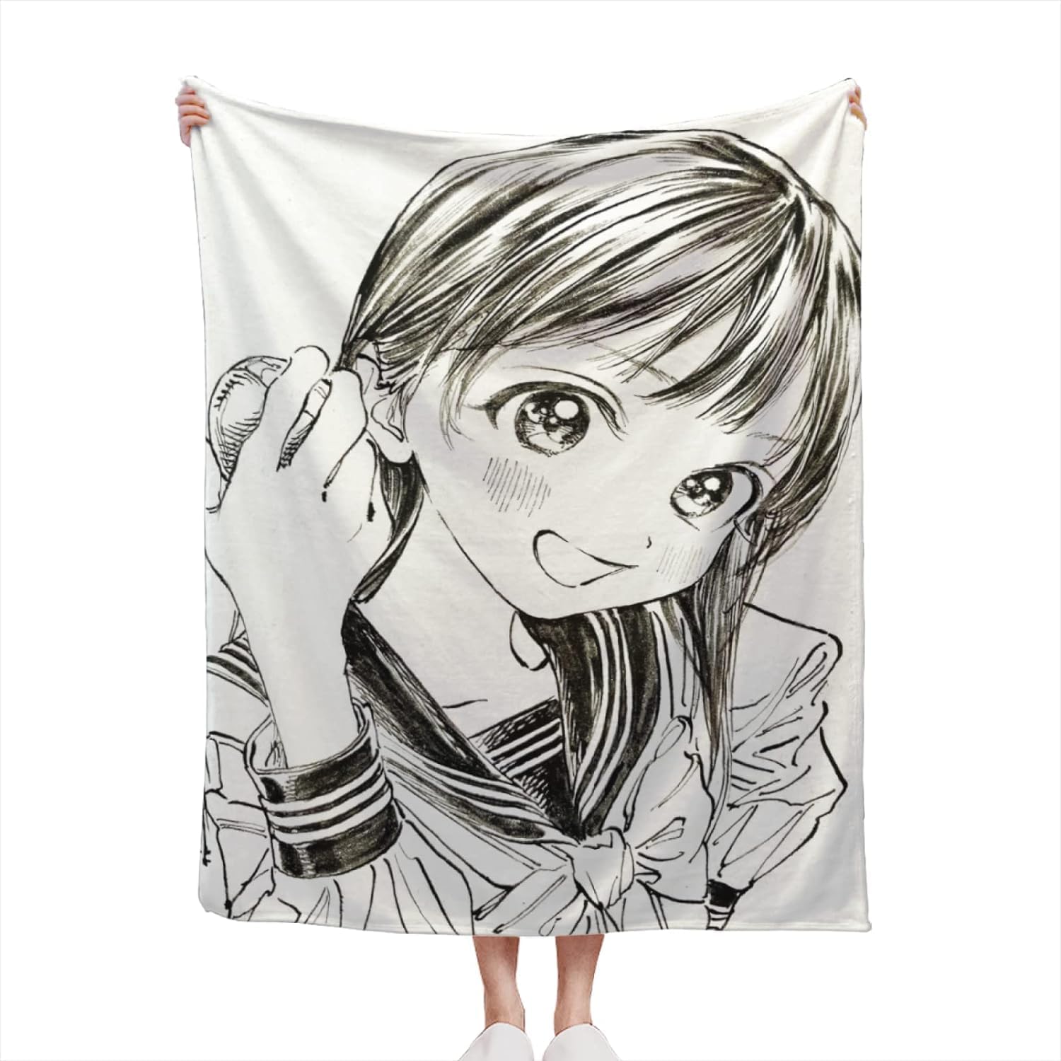 明日ちゃん.セーラー服 毛布 ひざ掛け ブランケット フランネル ボア