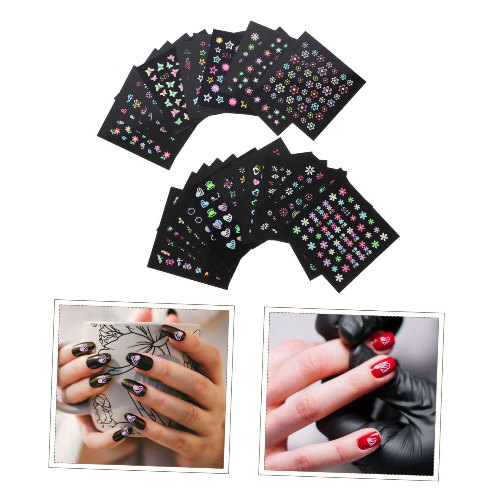 Ipetboom 120hojas Pegatinas Luminiscentes Para Uñas Decoración De Nail Art Fluorescente Especiales