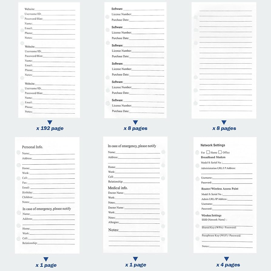 Amazon.com : A6 Password Book Refills - 576 Entires Password