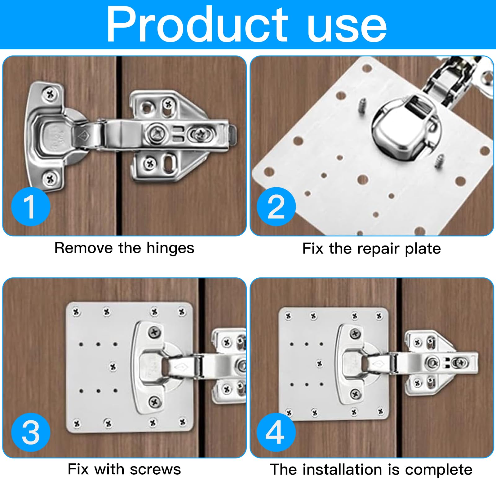 XLKJ 10PCS Hinge Repair Plate, Brackets, Hinge Repair Brackets with Screws, for Kitchen Cupboard Cabinets Door(9X9CM) - Image 4