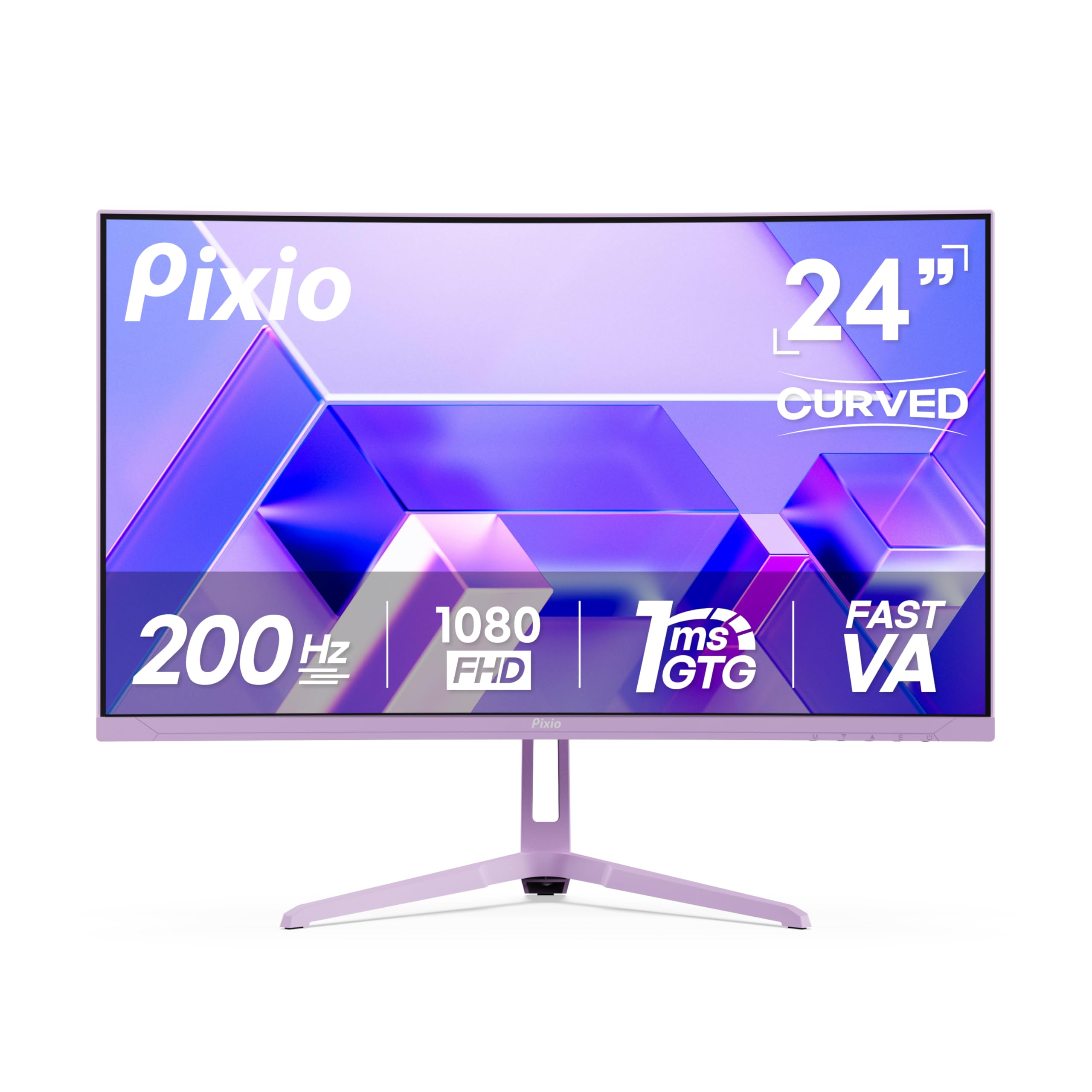 Pixio PXC248 Wave Purple 24 inch 200Hz Refresh Rate FHD 1080p Resolution 1500R Curve Fast VA Panel 1ms