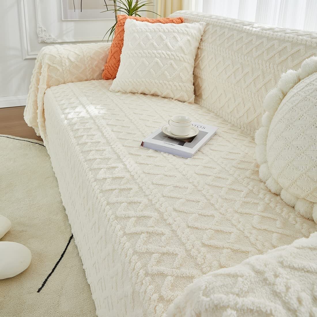 Velvet Sofa Slipcover Blanket Corner 3/4/5/2 Seater Blanket Throw Sofa Cover L Shape Couch Cover Thick Sofa Protector Anti-slip Corner Slipcovers Washable for Sectional Couch ( Color : #35 , Size : 18