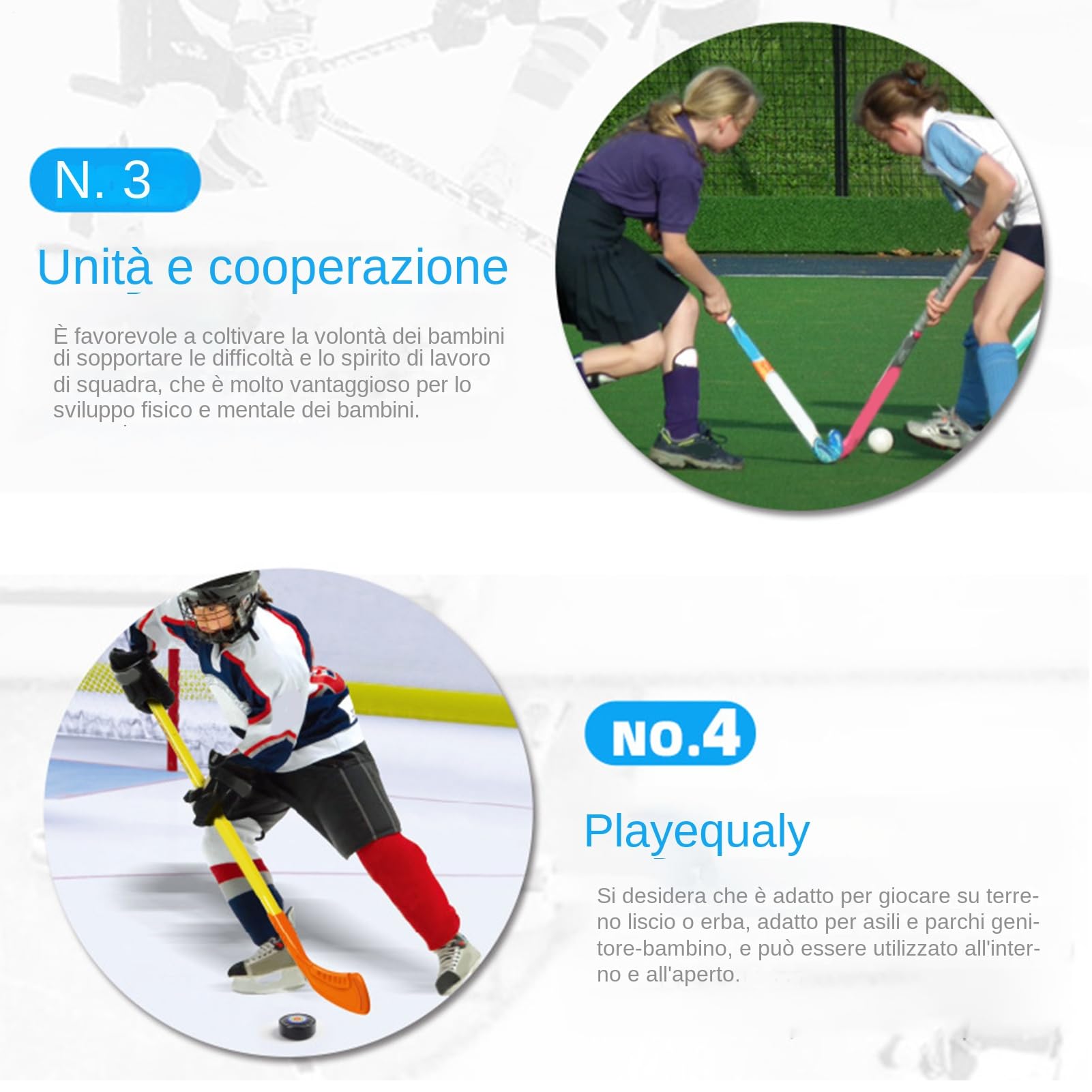 Generico Bastoni da Hockey per Interni, Bastoncini da Hockey per Bambini, Set di Bastoncini da Leggeri, Set di Palline da su Ghiaccio per Bambini, Set di Mazze da Leggero per Principianti