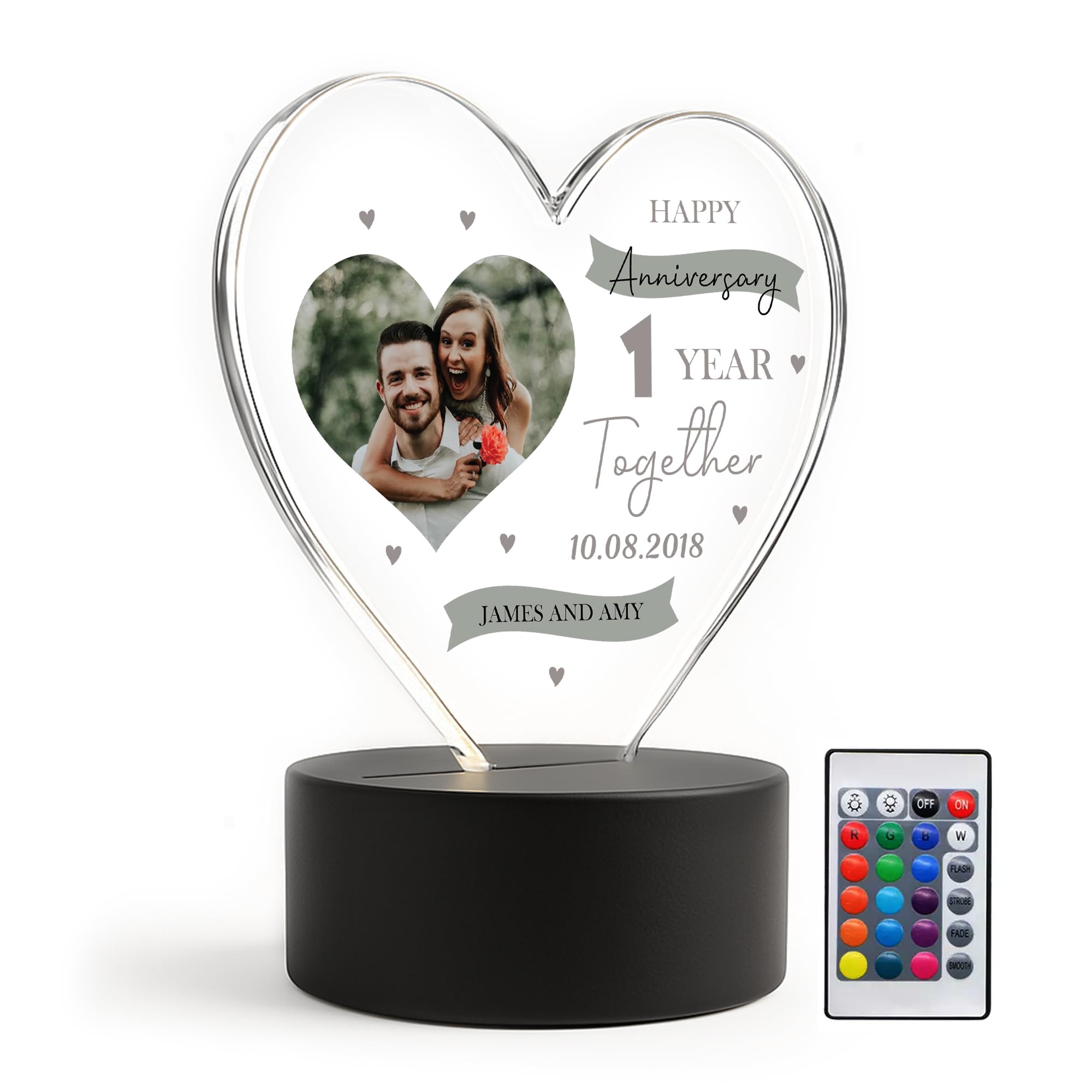 RED OCEAN Personalised 1st Anniversary for Boyfriend Girlfriend Husband Wife Photo LED Sign First Anniversary for Couple Romantic Him Her Keepsake