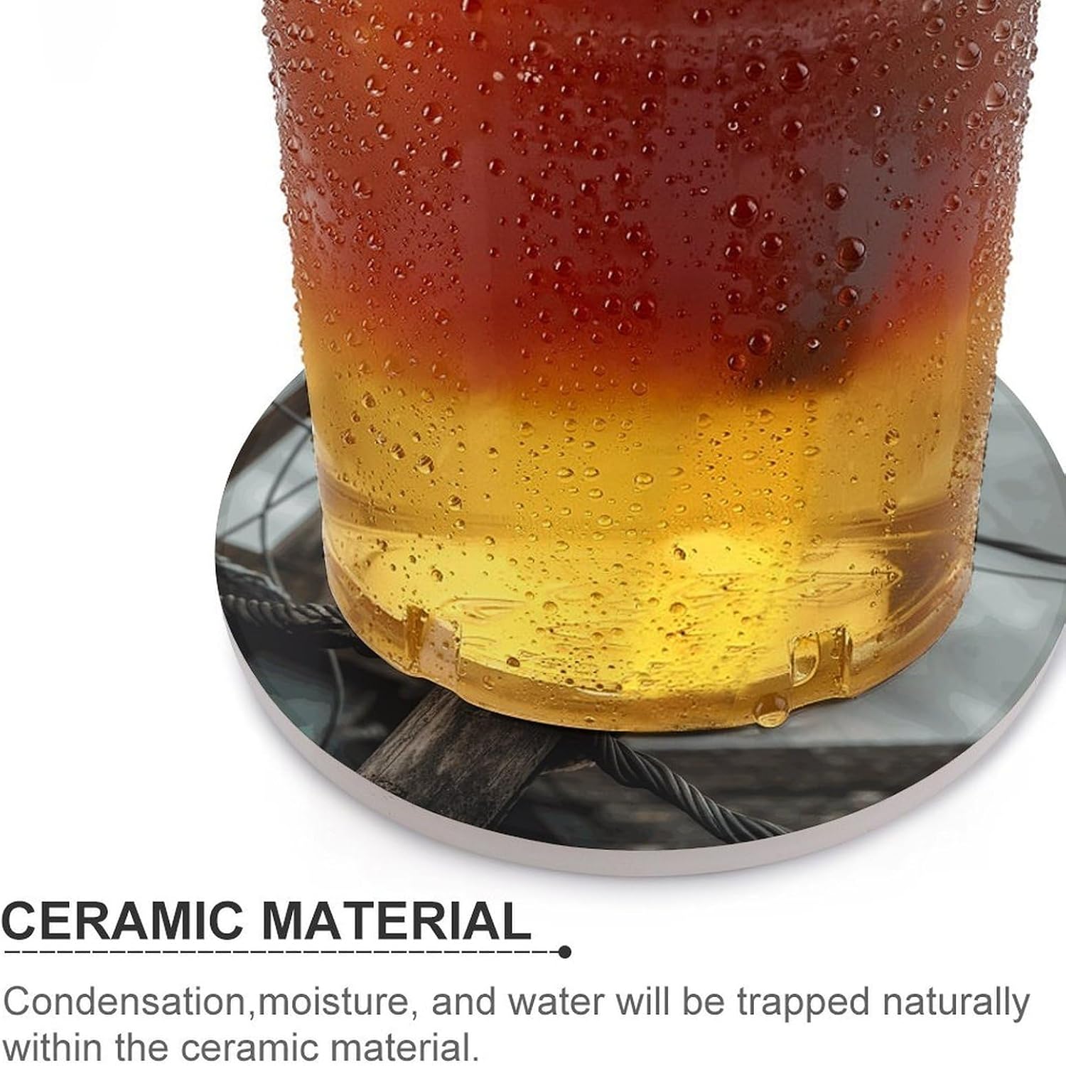 Owl on Telephone Pole Coasters Round Coasters Set Ceramic Stone Coaster with Cork Base Coffee Cup Beverage Cup Mat Cute Funny Table Drinks Coaster for Mugs and Cups Office Kitchen