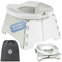 Vista 10 de Jool Baby Silla portátil de entrenamiento para ir al baño con bolsa de viaje y 30 forros, plegable, para uso en interiores y exteriores, camping Agua