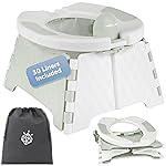 Jool Baby Portable Potty Training Chair with Travel Bag and 30 Liners, Foldable, Indoor/Outdoor Use, Camping (Sage)