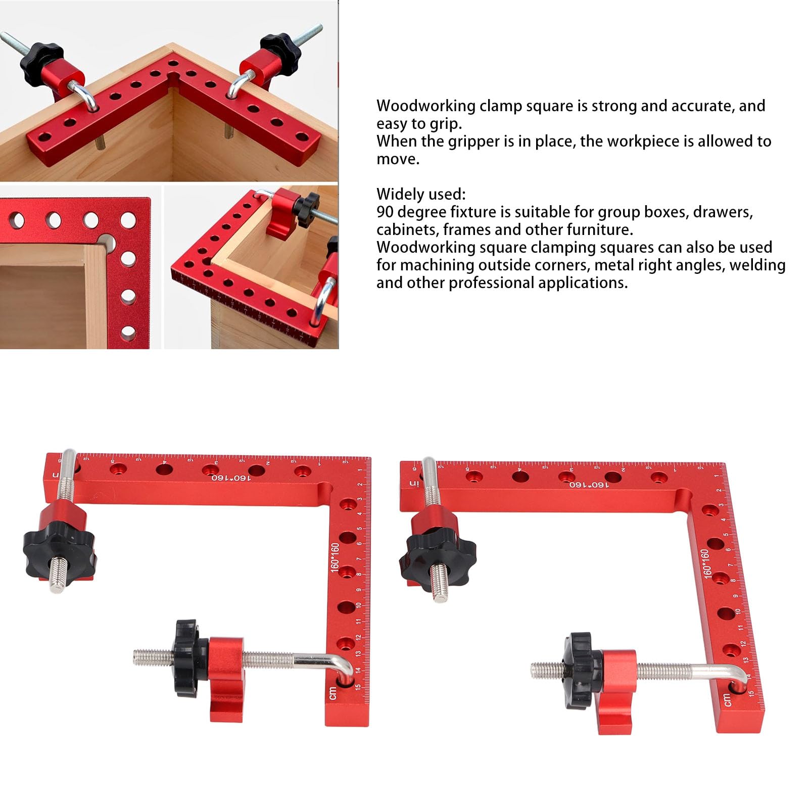 ZAWELIYO 2 Set 90 Degree Corner Clamp for Woodworking Set, 160 X 160mm Right Angle Clamp Metric and Imperial Scale for Optimal Woodwork Positioning