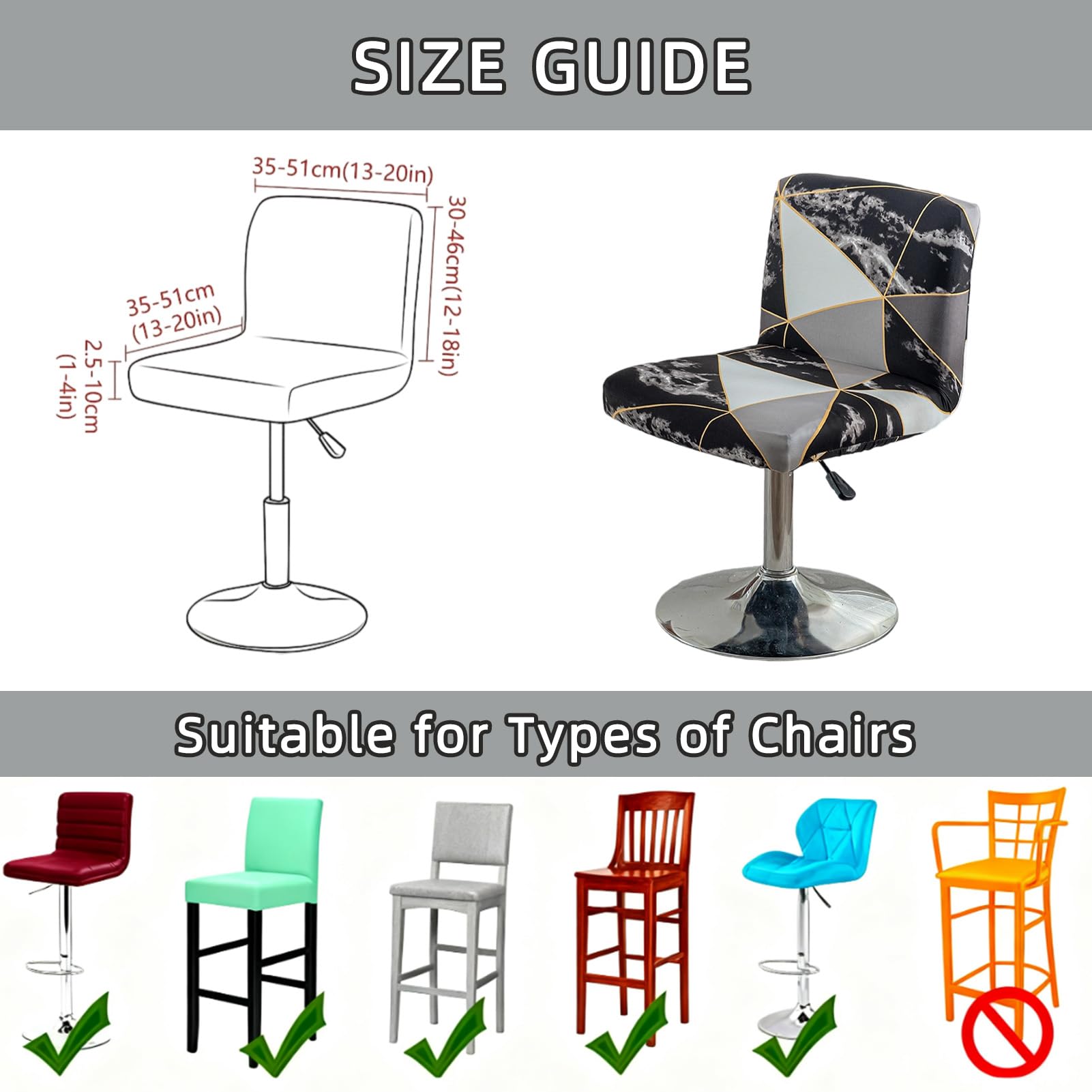 Lot de 4 housses en velours pour tabourets de bar, tabourets de bar, chaises pour la maison, la cuisine, la salle à manger, le comptoir de pub